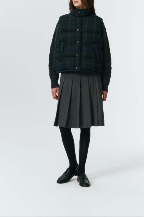  던스트 미디 스커트 플란넬 플리츠  멜란지 그레이 - DUNST