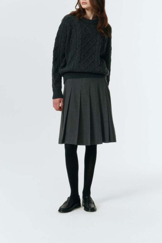  던스트 미디 스커트 플란넬 플리츠  멜란지 그레이 - DUNST