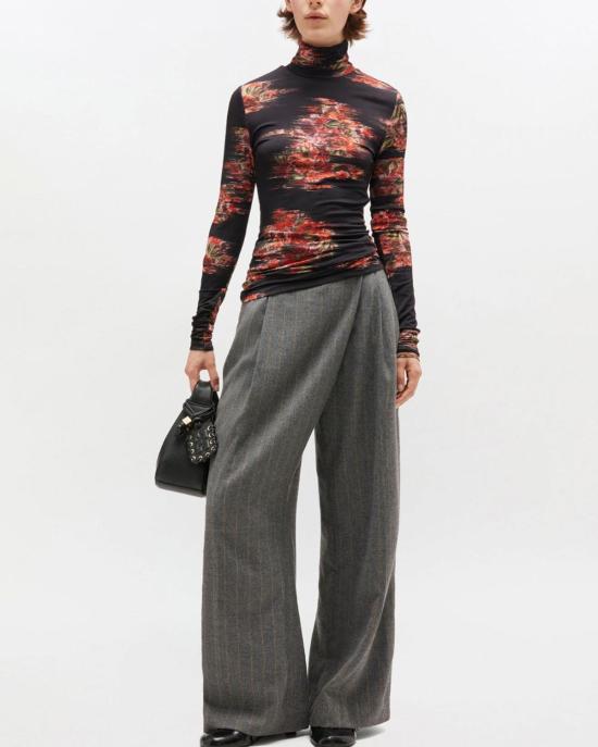  가니 터틀넥 프린트 샤이니 저지  블랙 - GANNI