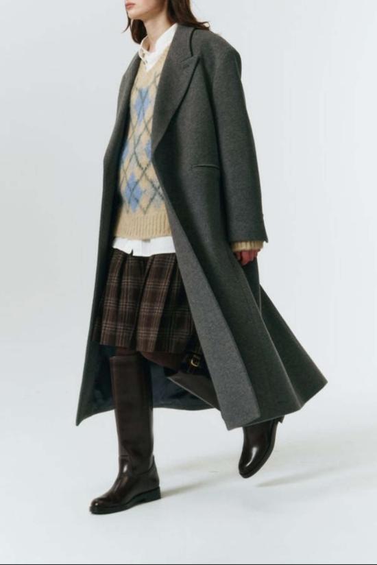  던스트 미디 스커트 플란넬 플리츠  브라운 체크 플레드 - DUNST