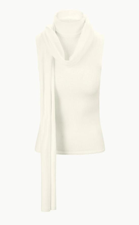  스타우드 터틀넥 스카프 타이 아이보리색 Staud Canal Top - STAUD