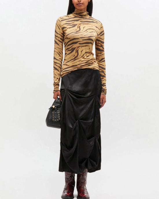  가니 터틀넥 프린트 샤이니 저지  카키 - GANNI