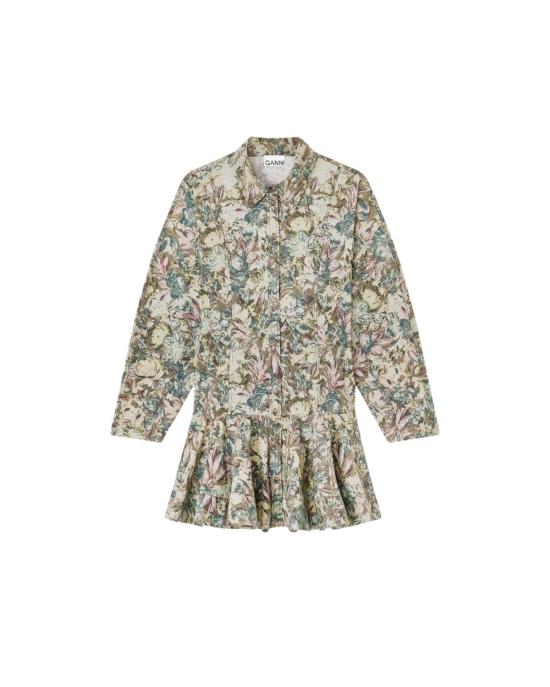  가니 원피스 태피스트리 플로럴 셔츠 드레스 제이드