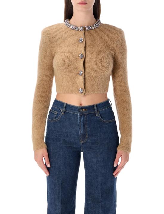 25FW 셀프 포트레이트 엠벨리시드 트림 가디건 AW25135CBR BROWN