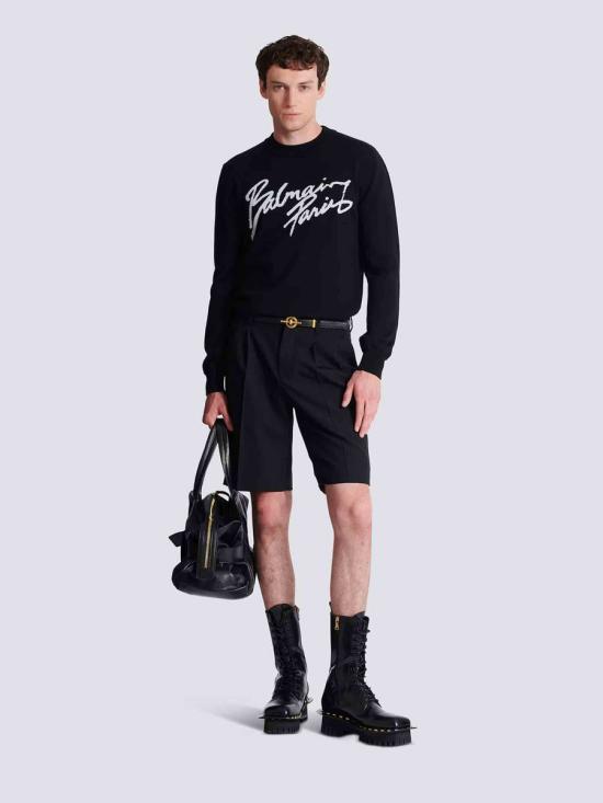 26SS 발망 스웨터 GH1KD000KJ61 EABNOIR BLANC Black - BALMAIN