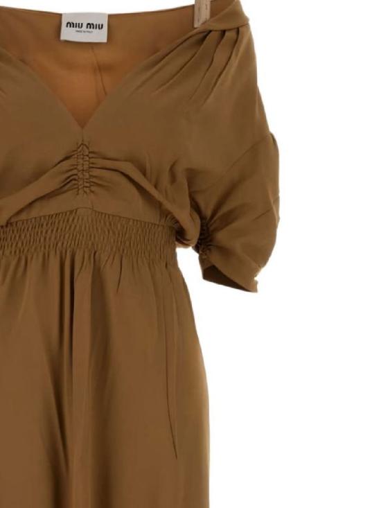 25FW 미우미우 미디 원피스 MF6048S OOO16ZIF0040 Brown - MIU MIU