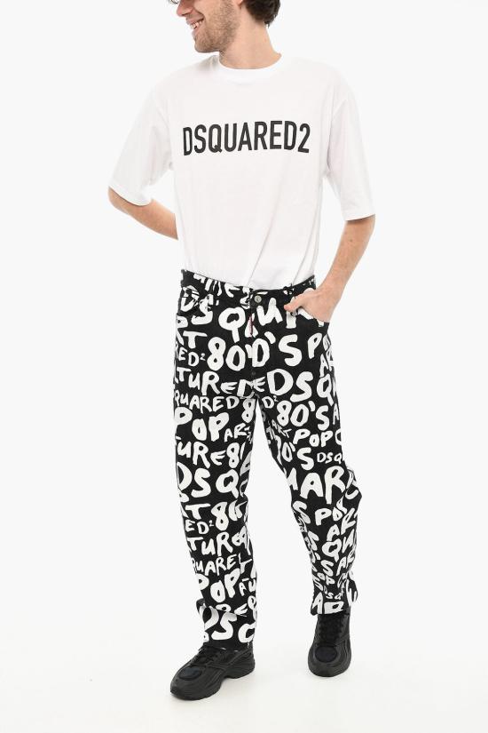  디스퀘어드2 스트레이트 팬츠 S74LB1483 S30503 900 Black White - DSQUARED2