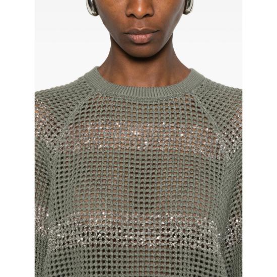 26SS 브루넬로 쿠치넬리 니트웨어 M58772800 COC75 GREEN SILVER - BRUNELLO CUCINELLI