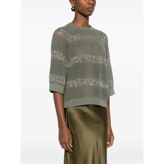 26SS 브루넬로 쿠치넬리 니트웨어 M58772800 COC75 GREEN SILVER - BRUNELLO CUCINELLI