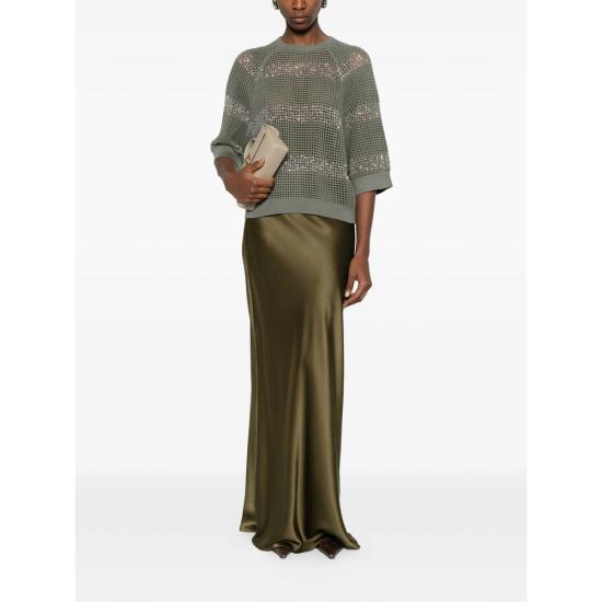 26SS 브루넬로 쿠치넬리 니트웨어 M58772800 COC75 GREEN SILVER - BRUNELLO CUCINELLI