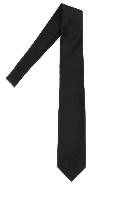 25FW 구찌 GG 패턴 실크 타이 4565204B002 1000 Black - GUCCI