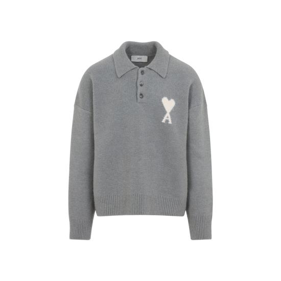 26SS 아미 폴로 티셔츠 UPL408 KN0135 058 GREY OFF WHITE - AMI