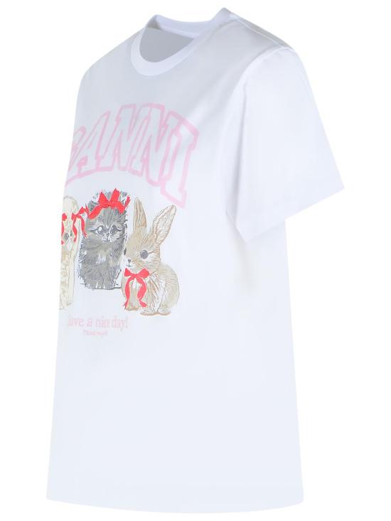 26SS 가니 애니멀 프린트 티셔츠 A1050029151 White - GANNI