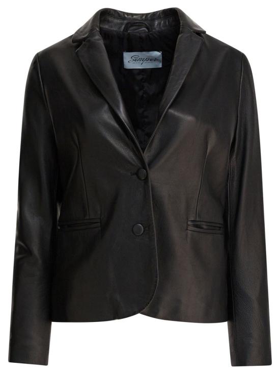 25FW 셈퍼 아우터 BLAZER LEATHER BLACK Black
