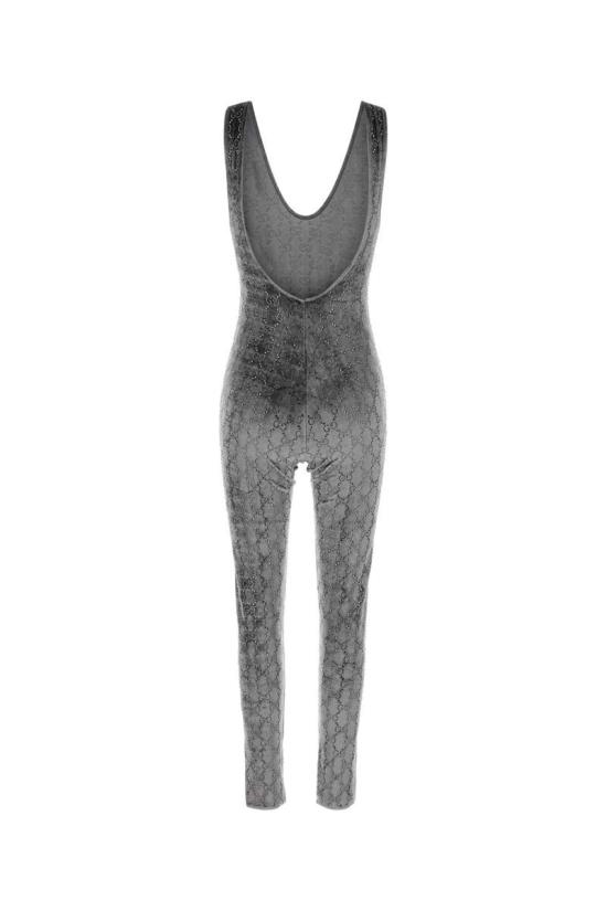 25FW 구찌 GG 크리스탈 엠브로이드 점프수트 850293XUANS 1037 GREY - GUCCI