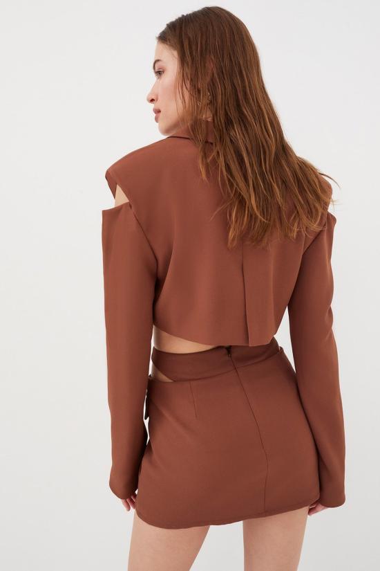  포러브앤레몬스 수트 자켓 For Love & Lemons Alysa Crop 블레이저 브라운 - FOR LOVE & LEMONS