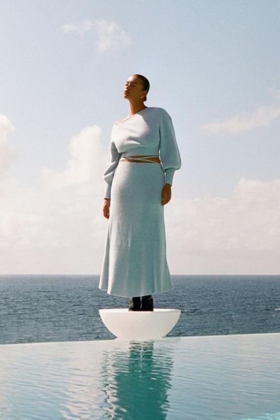  시그니피컨트 아더 긴팔 티셔츠 Significant Other Lia 니트 탑 블루 마를 - SIGNIFICANT OTHER