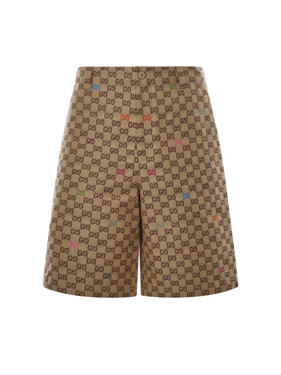 25FW 구찌 GG 캔버스 쇼츠 814728 ZAS812137 CAMEL DARK BROWN
