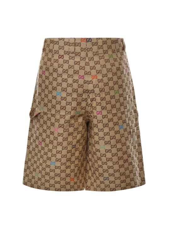 25FW 구찌 GG 캔버스 쇼츠 814728 ZAS812137 CAMEL DARK BROWN - GUCCI