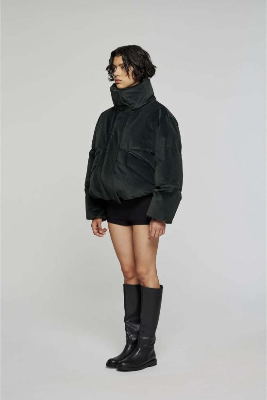  오오에프 봄버 자켓 우프 벨벳 퍼퍼 재킷 에메랄드