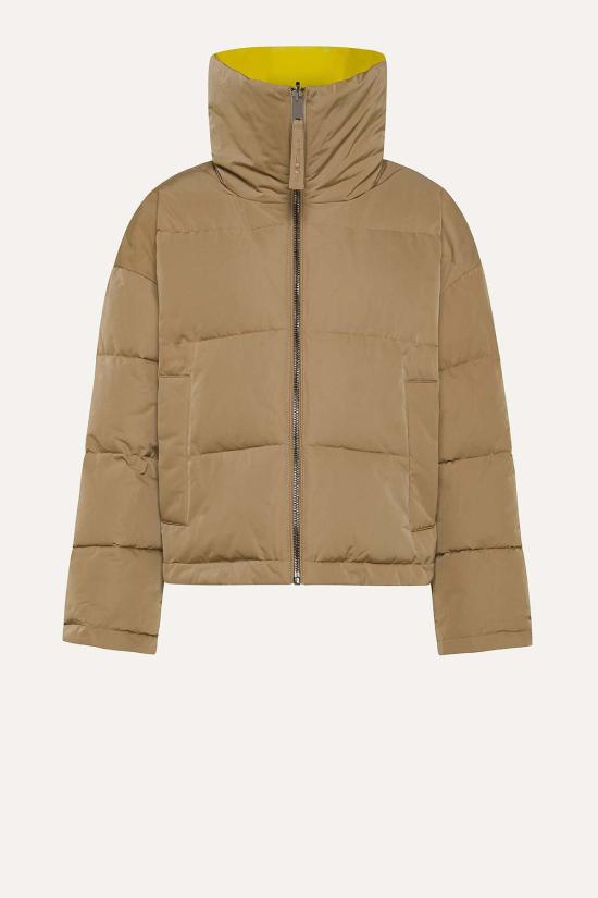  오오에프 봄버 자켓 우프 퀼팅 재킷 하이 칼라 재킷 캐멀