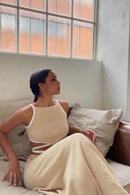  백앤브릿지 미디 스커트 벡 + 브릿지 로린 니트 스커트 샌드 - BEC + BRIDGE