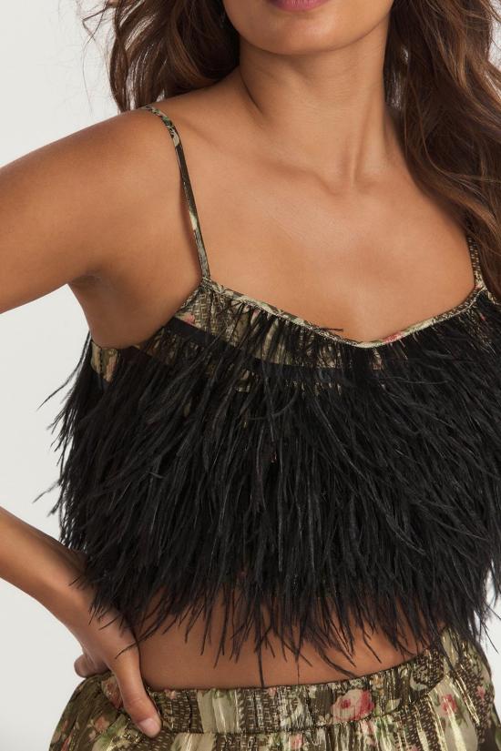  러브쉐이크팬시 민소매 티셔츠 러브 쉑 팬시 더스티 크롭 카미 미드나잇 루비 - LOVESHACKFANCY