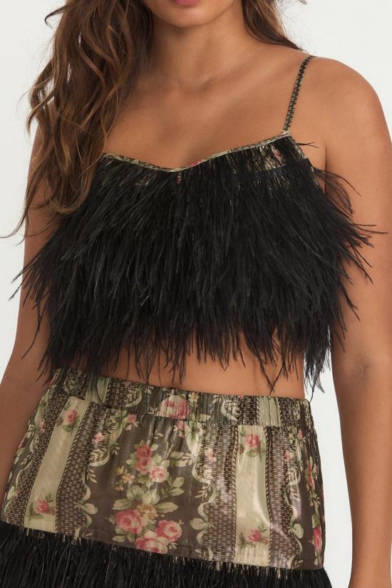  러브쉐이크팬시 민소매 티셔츠 러브 쉑 팬시 더스티 크롭 카미 미드나잇 루비 - LOVESHACKFANCY