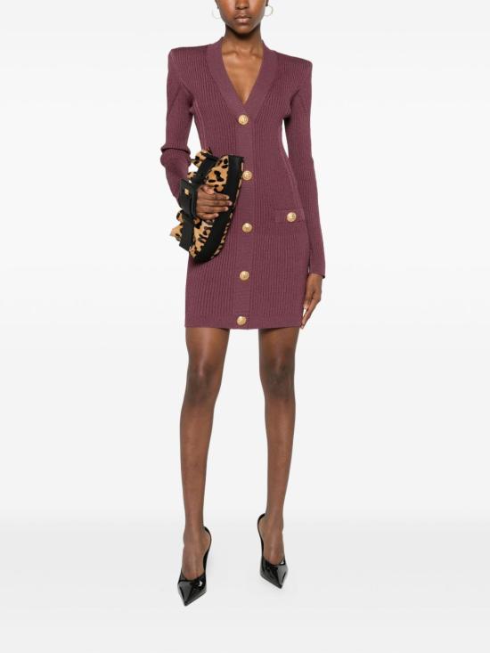 25FW 발망 미디 원피스 FF0R8033KJ155DR PURPLE - BALMAIN