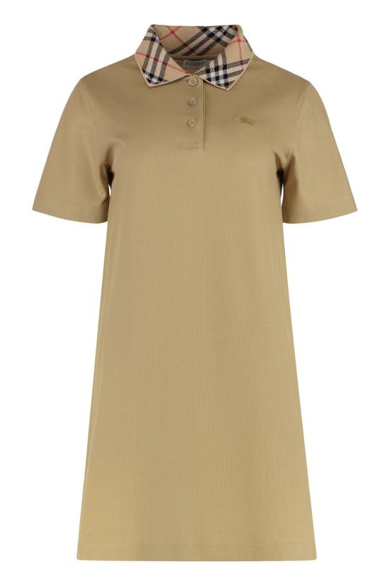 25FW 버버리 체크 칼라 코튼 폴로 셔츠 드레스 8110342121046 B8626 BROWN