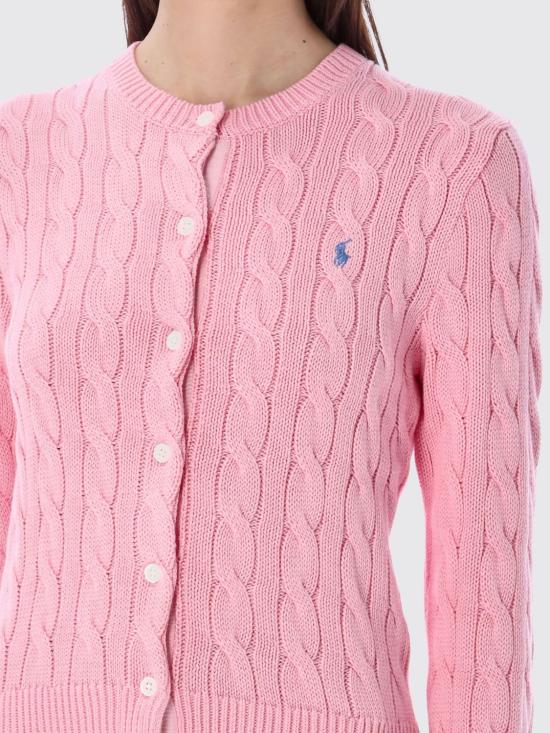 26SS 폴로 랄프로렌 폴로 자수 케이블 니트 가디건 211971868 010 Pink - POLO RALPH LAUREN