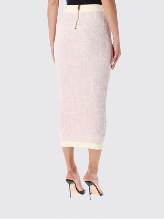 26SS 발망 롱 스커트 GF1LD024KJ48 OIB Pink - BALMAIN