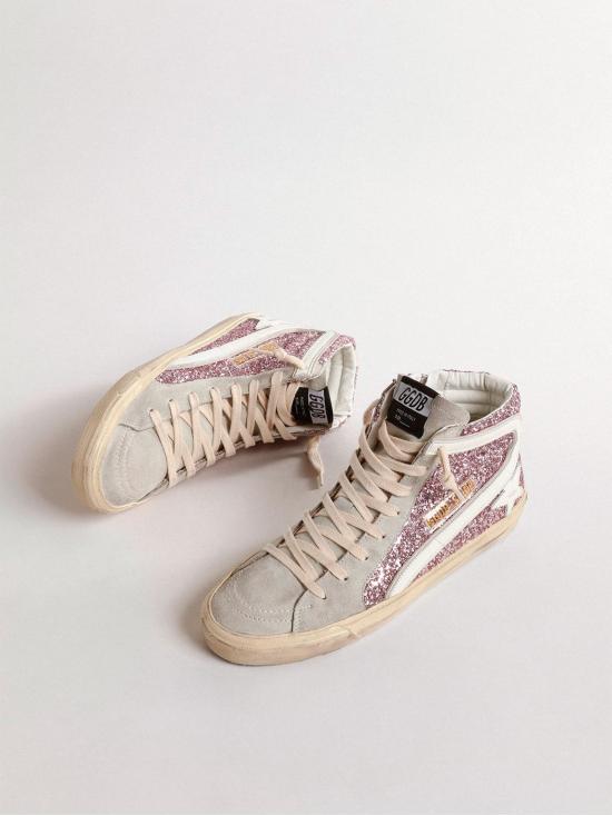 26SS 골든구스 슬라이드 하이 스니커즈 GWF00115F004526 82284 LILAC ICE SAND - GOLDEN GOOSE