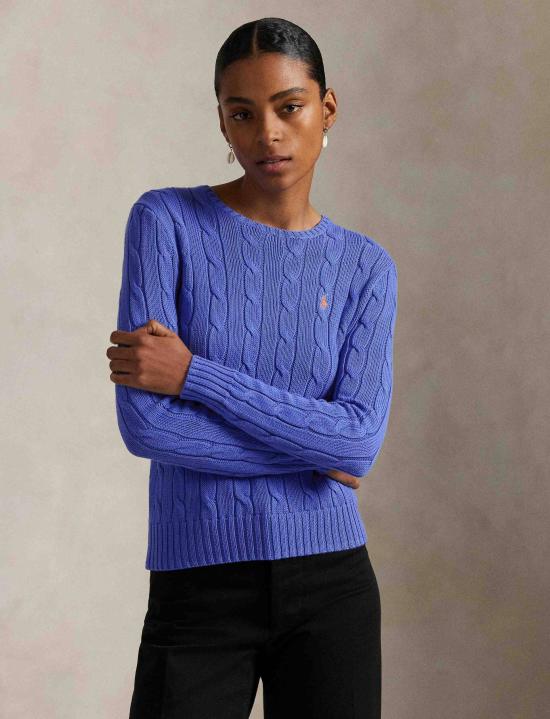 25FW 폴로 랄프로렌 폴로 자수 케이블 니트 스웨터 211971869017 BLUE DOM