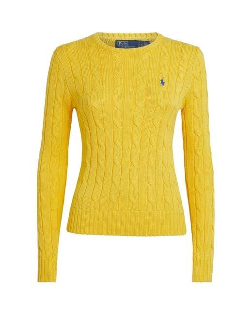 25FW 폴로 랄프로렌 폴로 자수 케이블 니트 스웨터 211971869013 YELLOW DOM