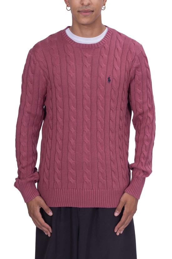 25FW 폴로 랄프로렌 로고 자수 케이블 니트 스웨터 710775885518 PRUNE JUICE DOM