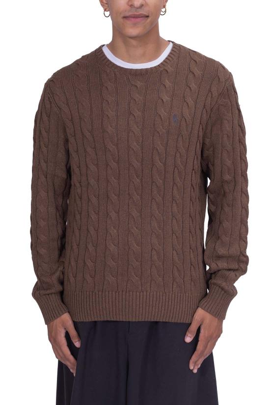 25FW 폴로 랄프로렌 로고 자수 케이블 니트 스웨터 710775885520 BROWN DOM