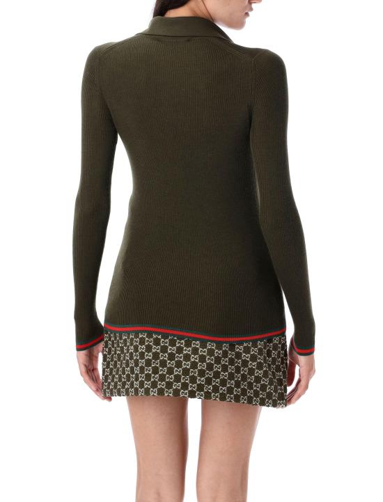 25FW 구찌 자수 캐시미어 실크 탑 810315XKD8J 3450 MILTARY GREEN - GUCCI