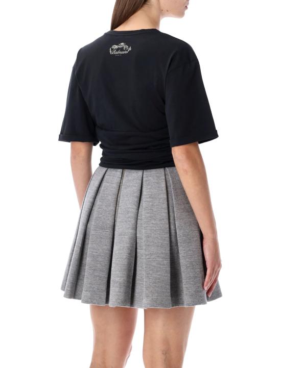 25FW 발망 반팔 티셔츠 FF0EE012GF23 EDY NERO BEIGE - BALMAIN