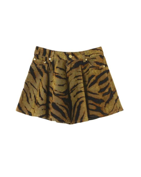  가니 데님 스커트 플록 데님 미니 스커트 카키