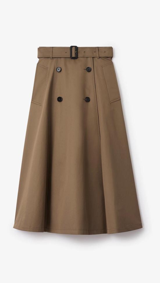 25FW 버버리 개버딘 트렌치 미디 스커트 8113541 A3324 CLAY BROWN