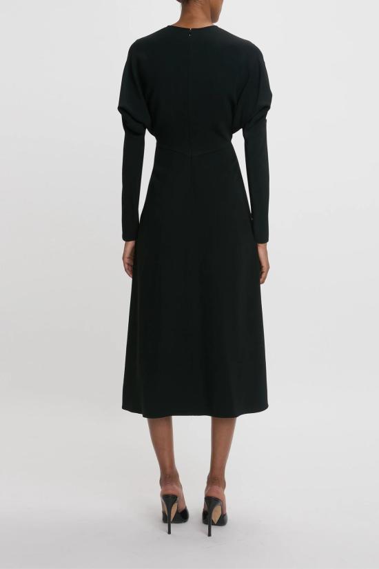  빅토리아 베컴 미디 원피스 롱슬리브 돌먼 미디 드레스 블랙 - VICTORIA BECKHAM