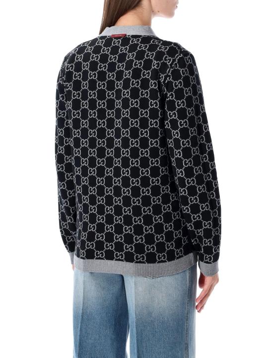 25FW 구찌 리버서블 GG 울 자카드 가디건 798157XKEJP 1045 GREY BLACK - GUCCI