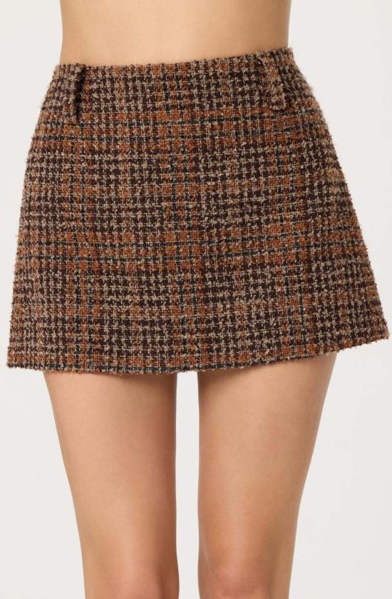  아스트라 더 라벨 숏 스커트 아스트 더 라벨 브라운 플레드 미니 스커트 - ASTR The Label