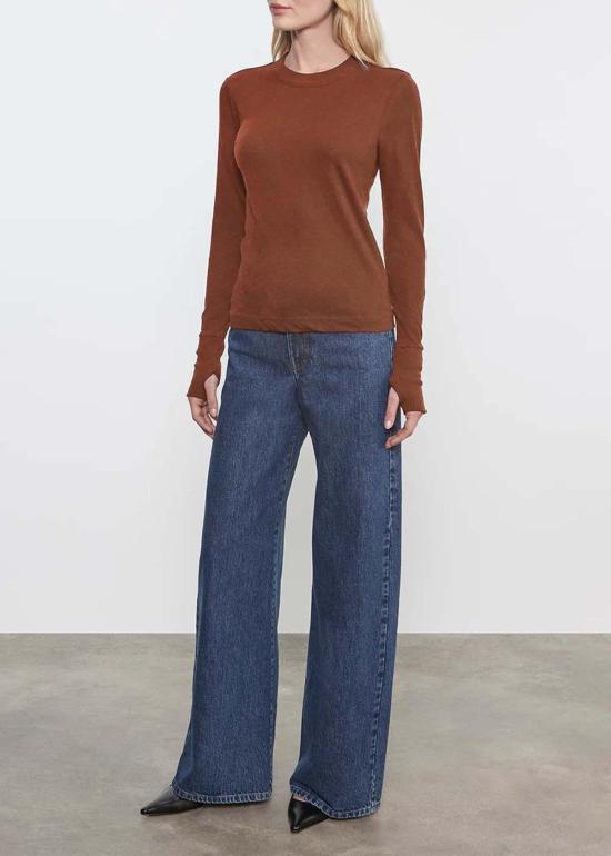  엔자 코스타 블라우스 이지 커프드 크루 탑 - ENZA COSTA