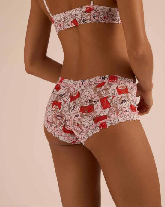  행키 팽키 팬티 핸키 팽키 프린트 보이쇼츠, 러브 래핑 화이트 - HANKY PANKY