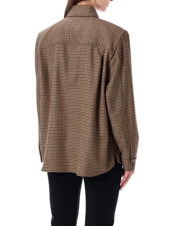 25FW 생로랑 셔츠 843378YZ9CH 9773 BROWN CHECK - SAINT LAURENT