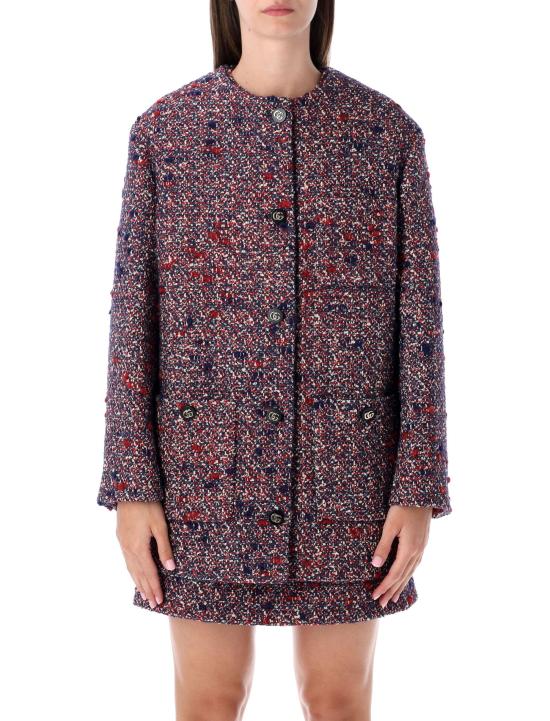 25FW 구찌 울 부클레 자켓 836492ZATNT 4956 BLUE RED MULTI