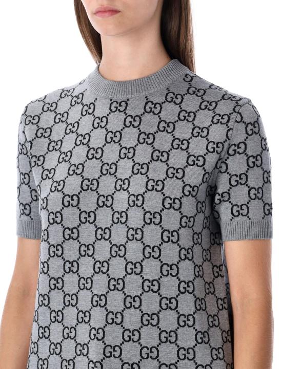 25FW 구찌 리버서블 GG 울 자카드 탑 798159XKD8T 1045 GREY BLACK - GUCCI