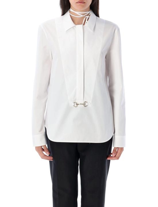 25FW 구찌 스빗 타이 넥 셔츠 831912Z8B2P 9000 WHITE